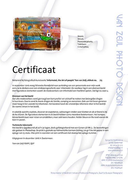 Certificaat Informatel Ton van Zeijl